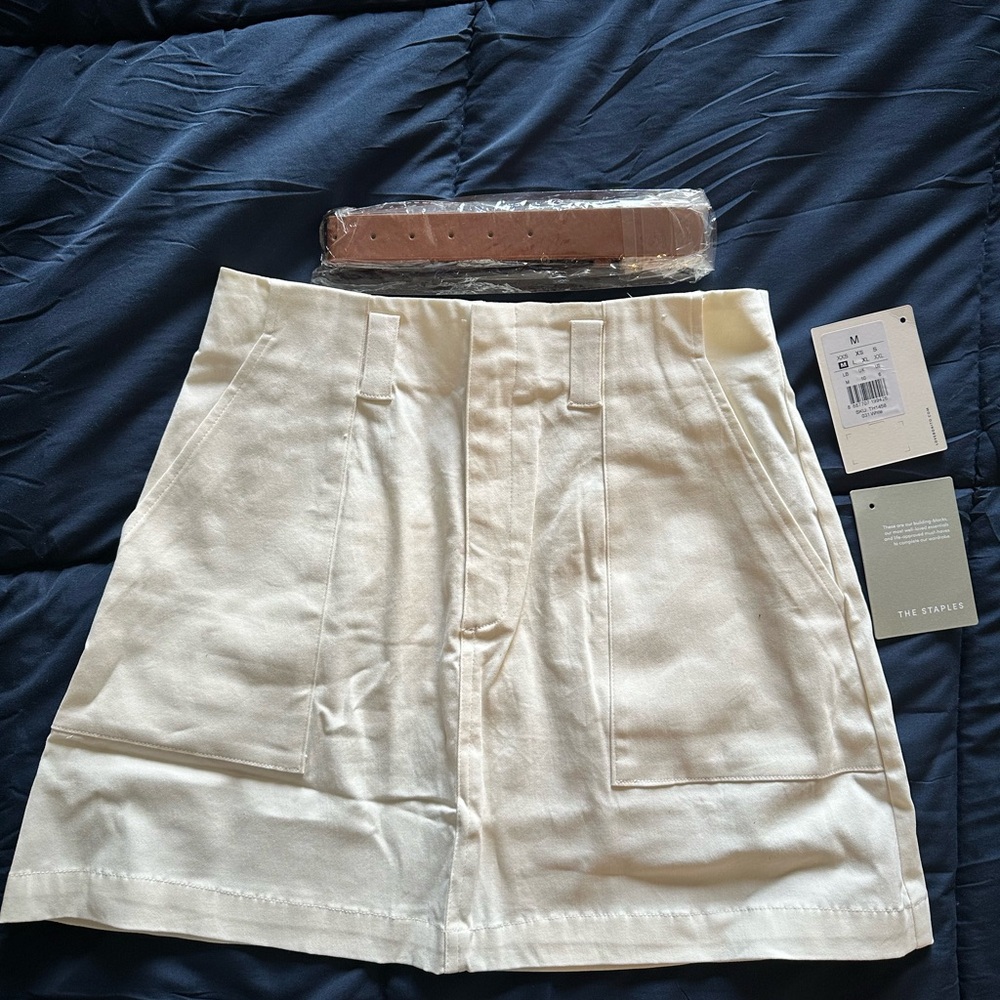 Cream Skirt with Belt
